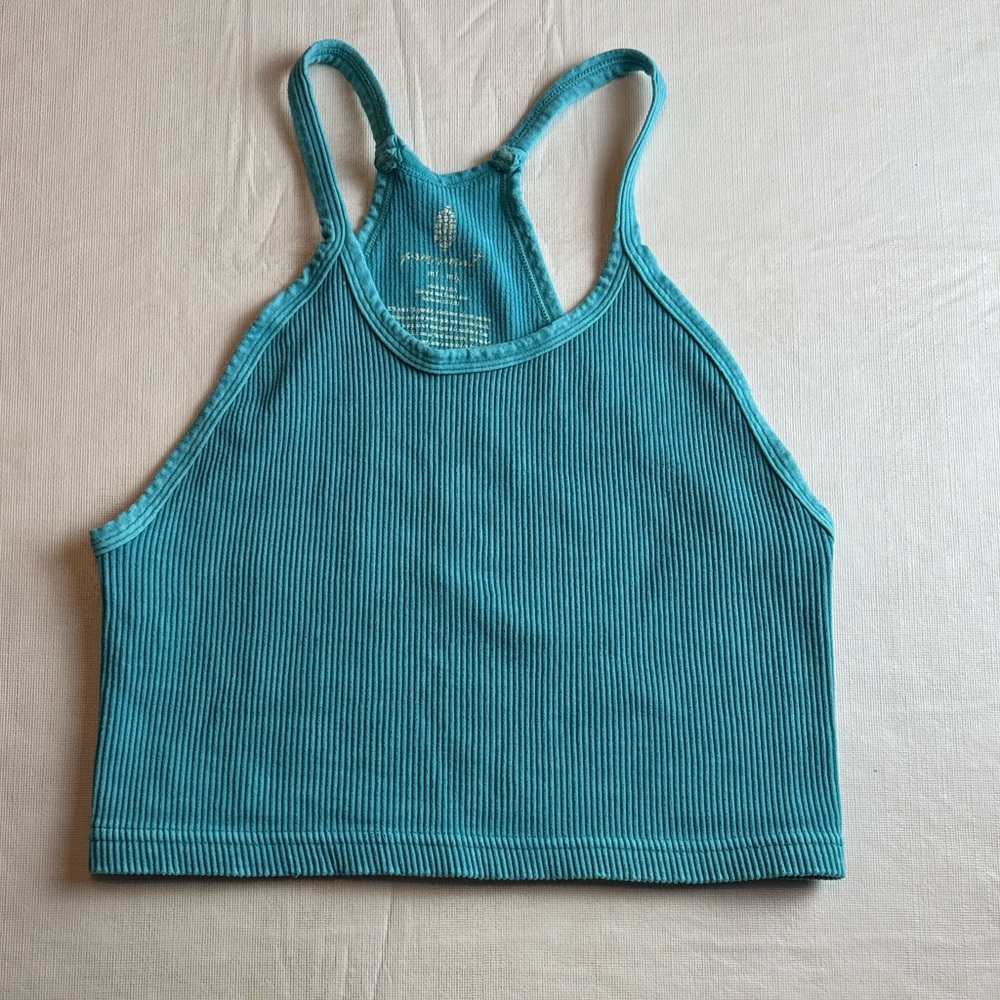 FP Movement Run Happy Tank Gray and Teal Ribbed Tank Tops Size M/L - Picture 9 of 11
